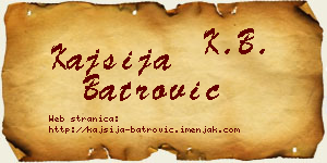 Kajsija Batrović vizit kartica